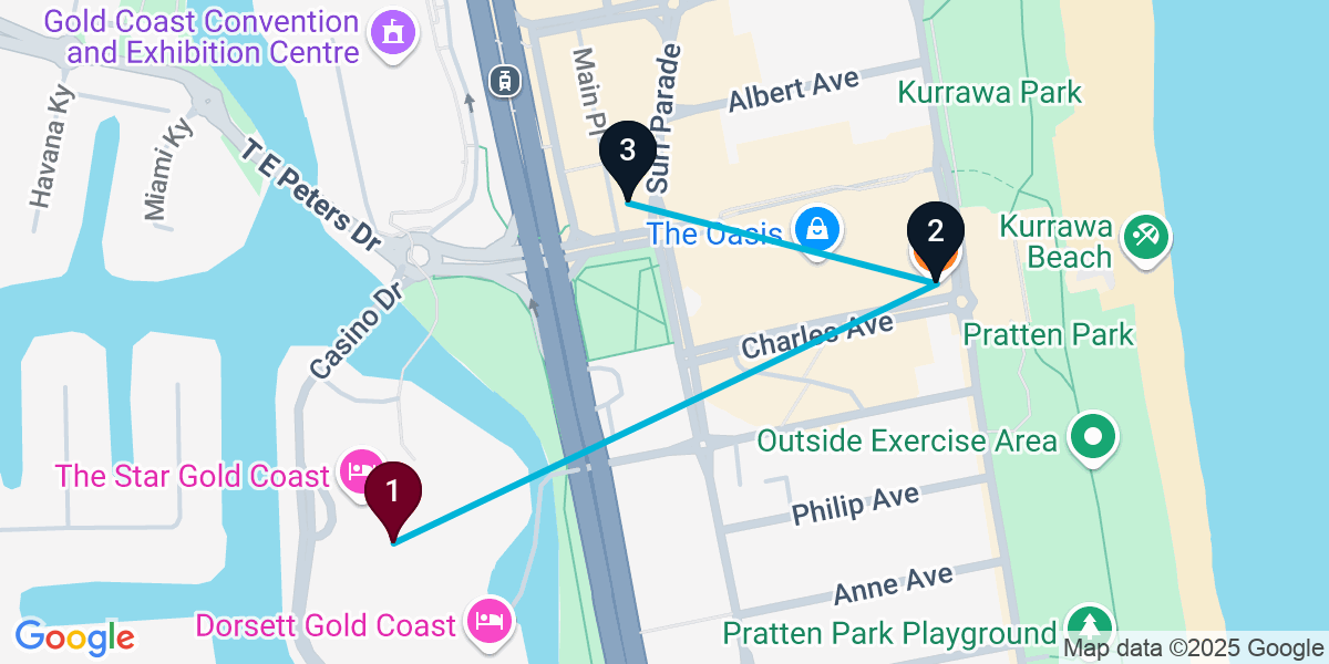 Map for Broadbeach Bar Crawl