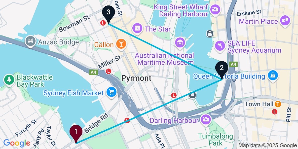 Map for 3-Stop Glebe Wine bar Bar Crawl