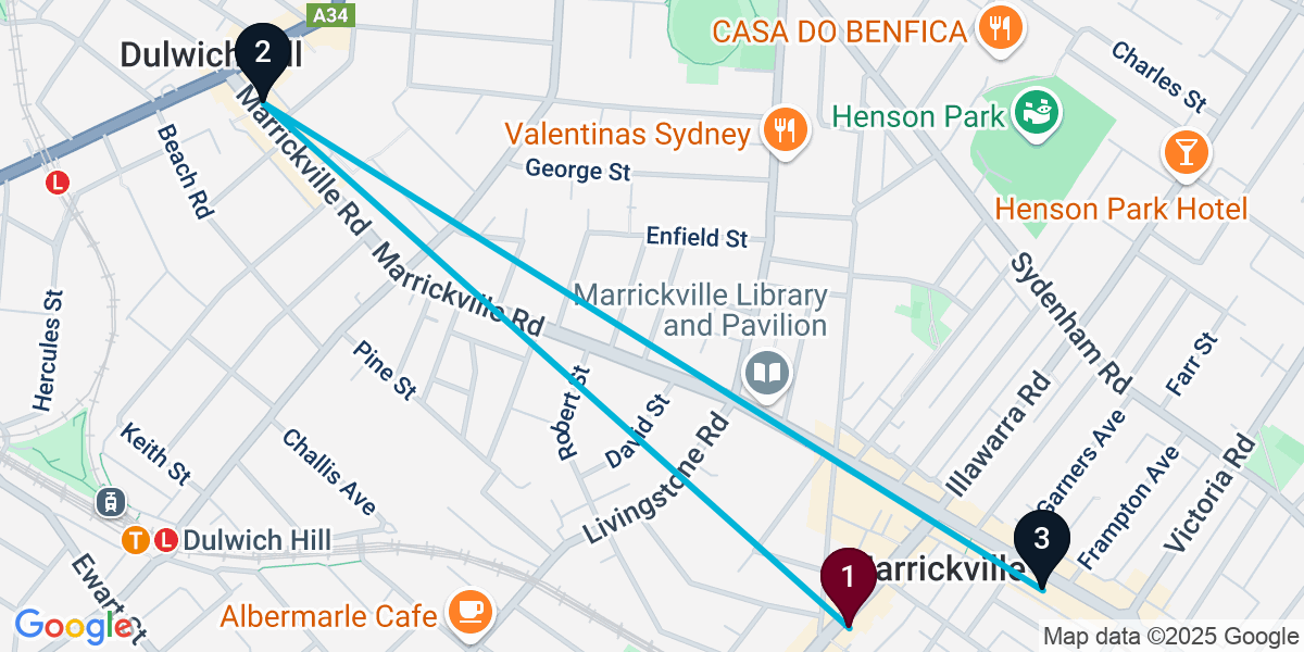Map for 3-Stop Marrickville Wine bar Bar Crawl