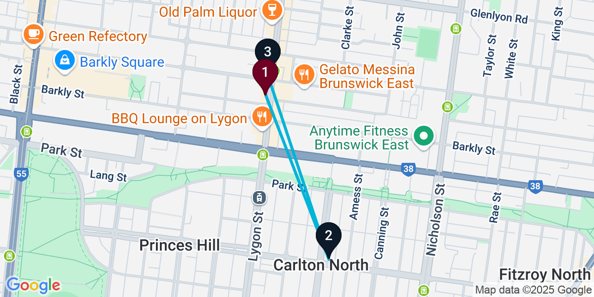 Map for Short Brunswick East Pub Crawl