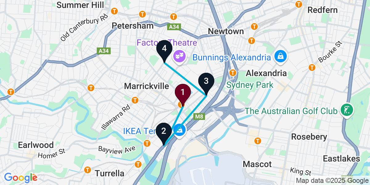 Map for 4-Stop Sydenham Pub Bar Crawl