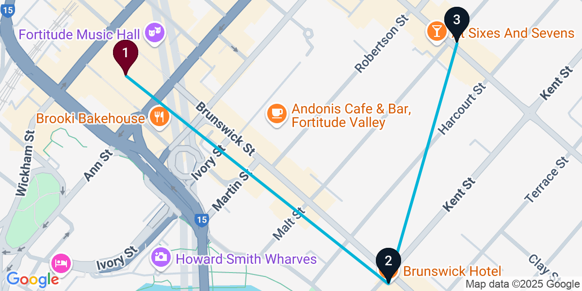 Map for New Farm Pub Crawl