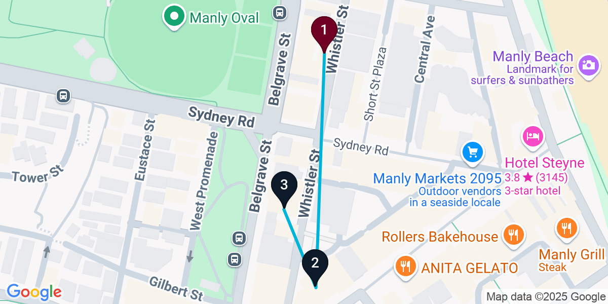 Map for 3-Stop Manly Wine bar Bar Crawl