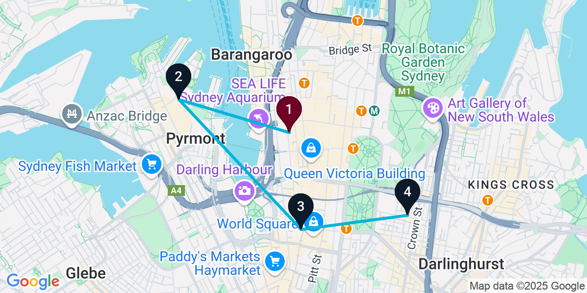 Map for 4-Stop Sydney Sports bar Bar Crawl
