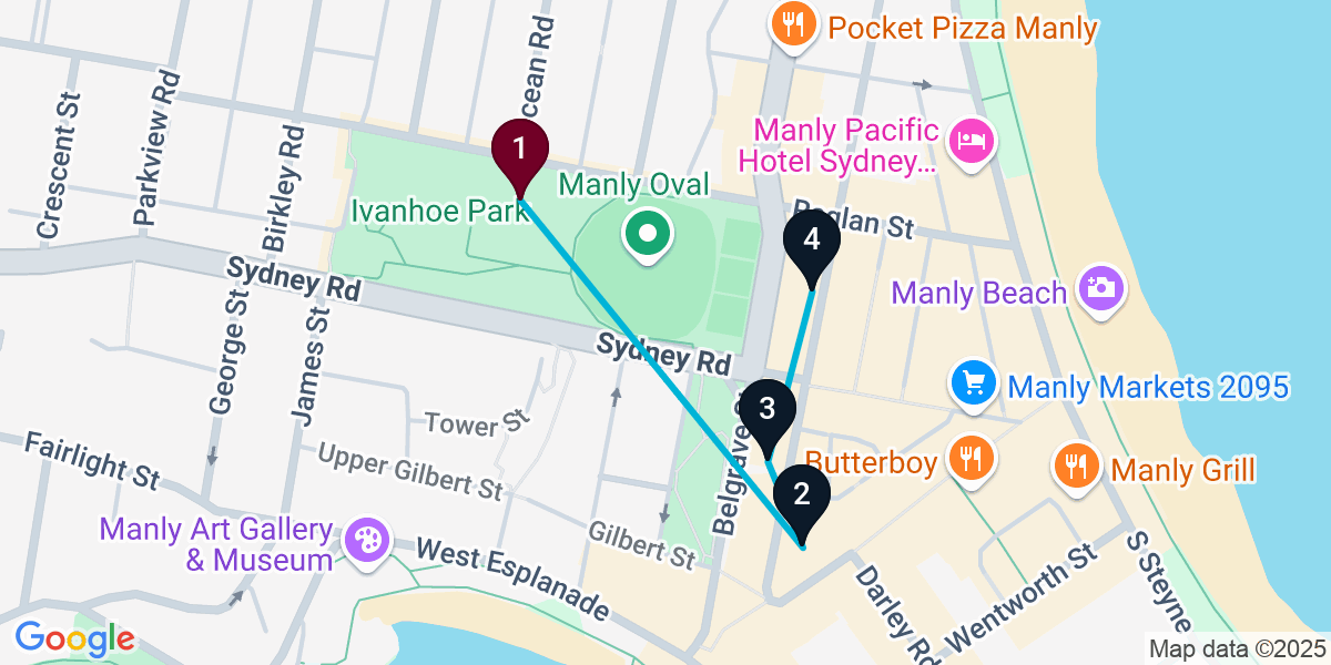 Map for 4-Stop Manly Wine bar Bar Crawl