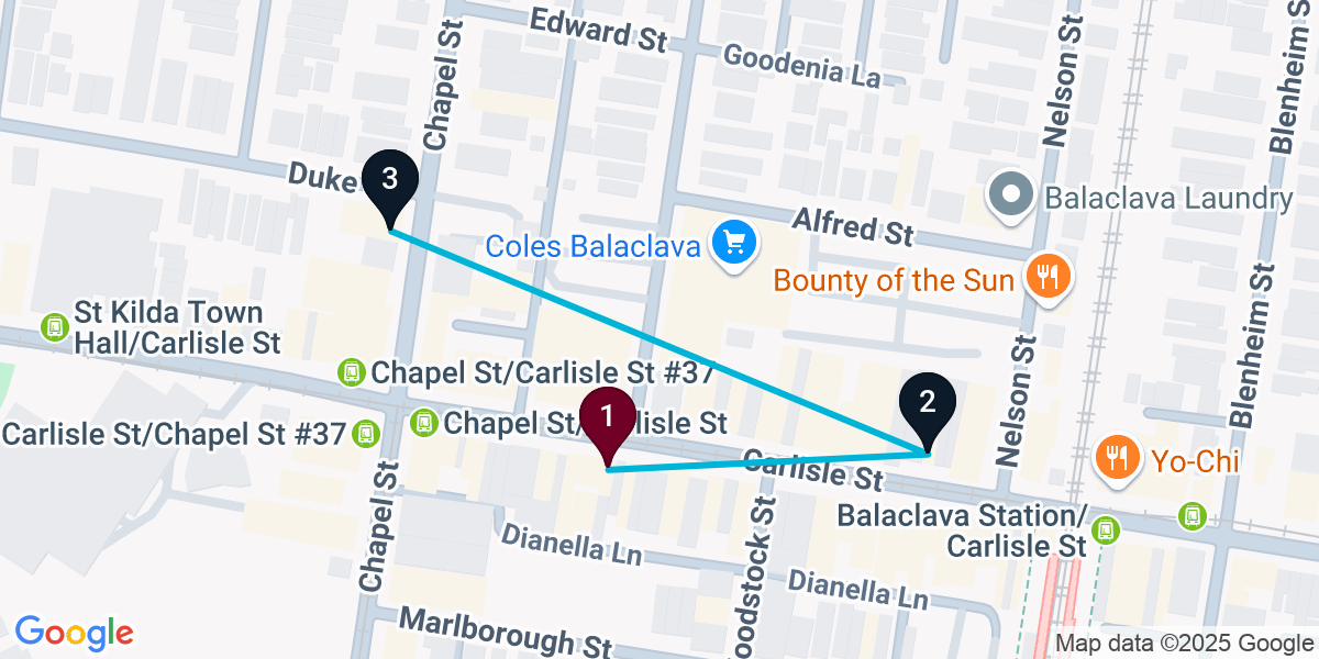 Map for Short Balaclava Cocktail Bar Crawl