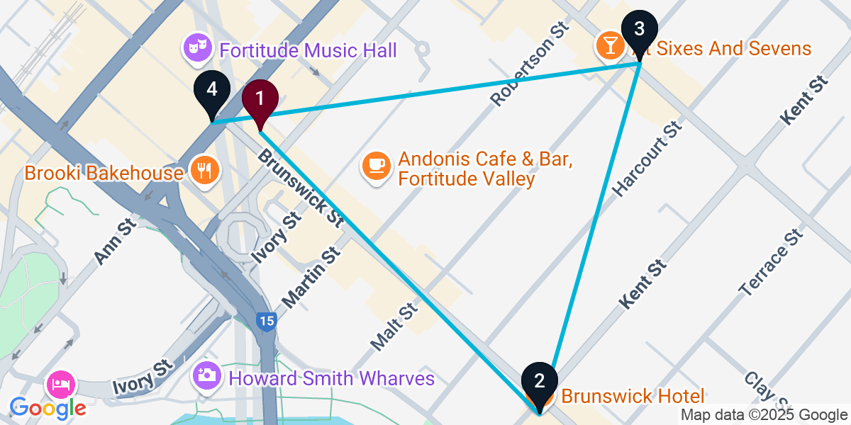 Map for Fortitude Valley Pub Crawl