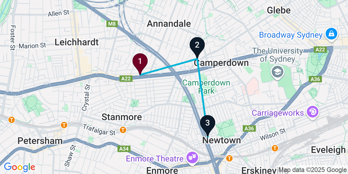 Map for 3-Stop Annandale Speakeasy Bar Crawl