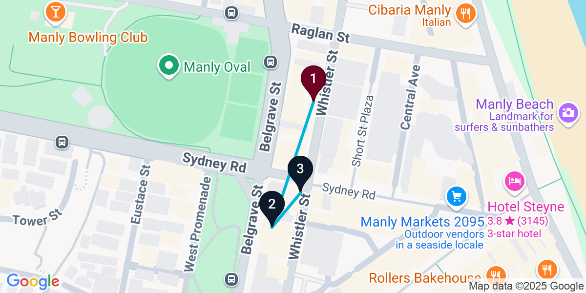 Map for 3-Stop Manly Dive bar Bar Crawl