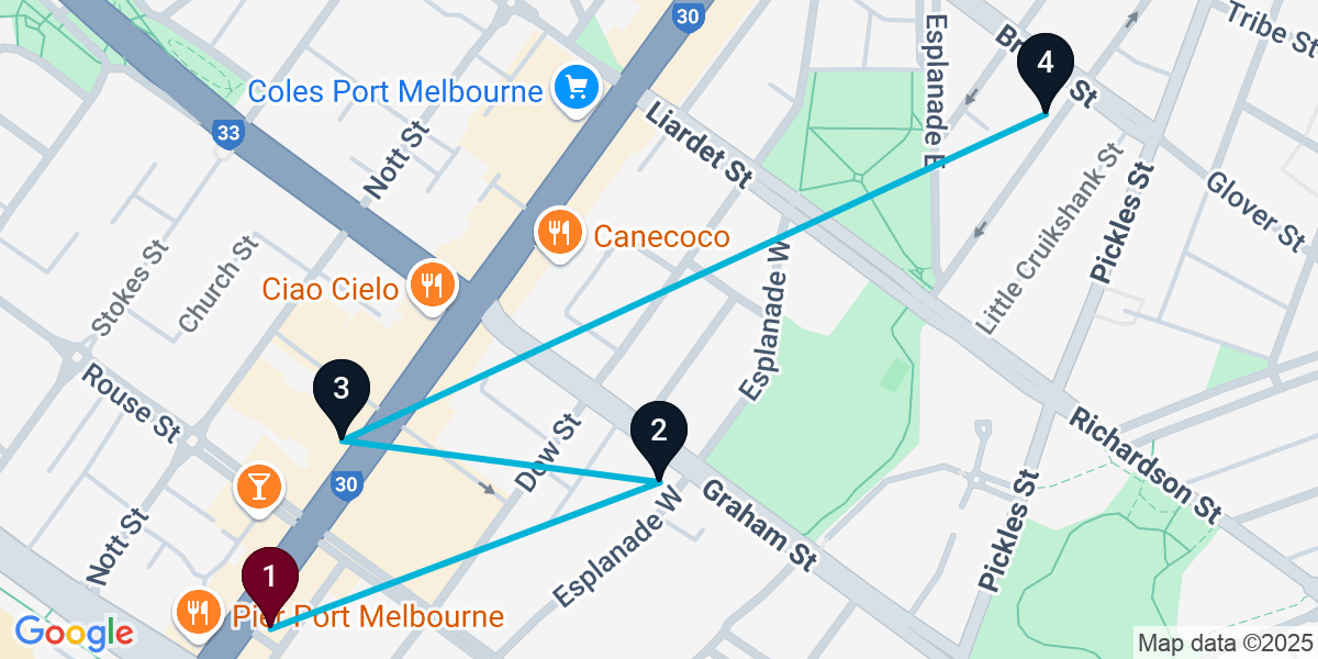 Map for Curated Port Melbourne Bar Crawl