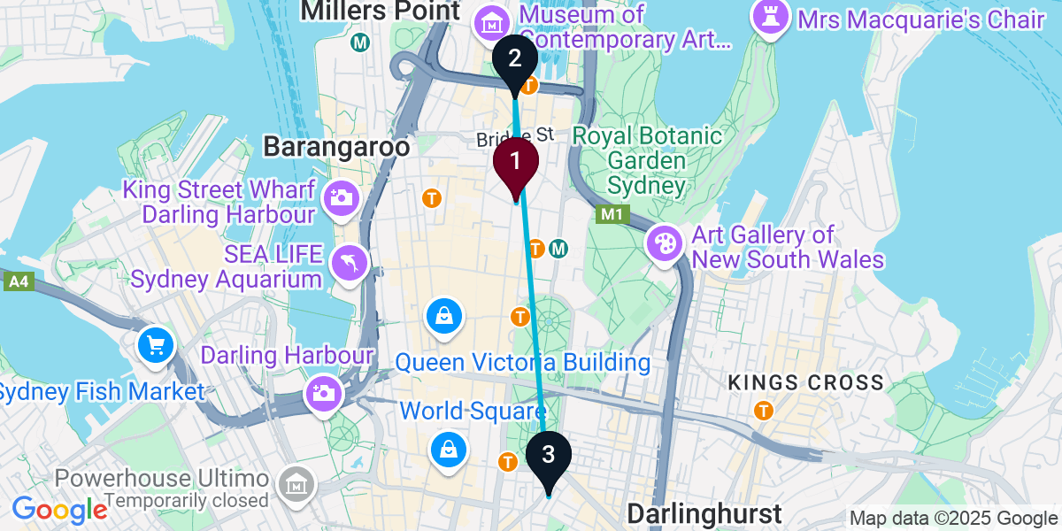 Map for 3-Stop Sydney Live music Bar Crawl