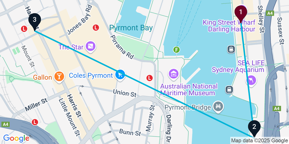 Map for 3-Stop Sydney Wine bar Bar Crawl
